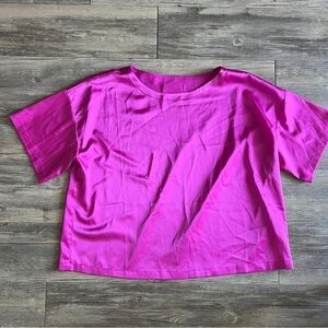 Daily Drills Silky Satin Top in Hot Pink